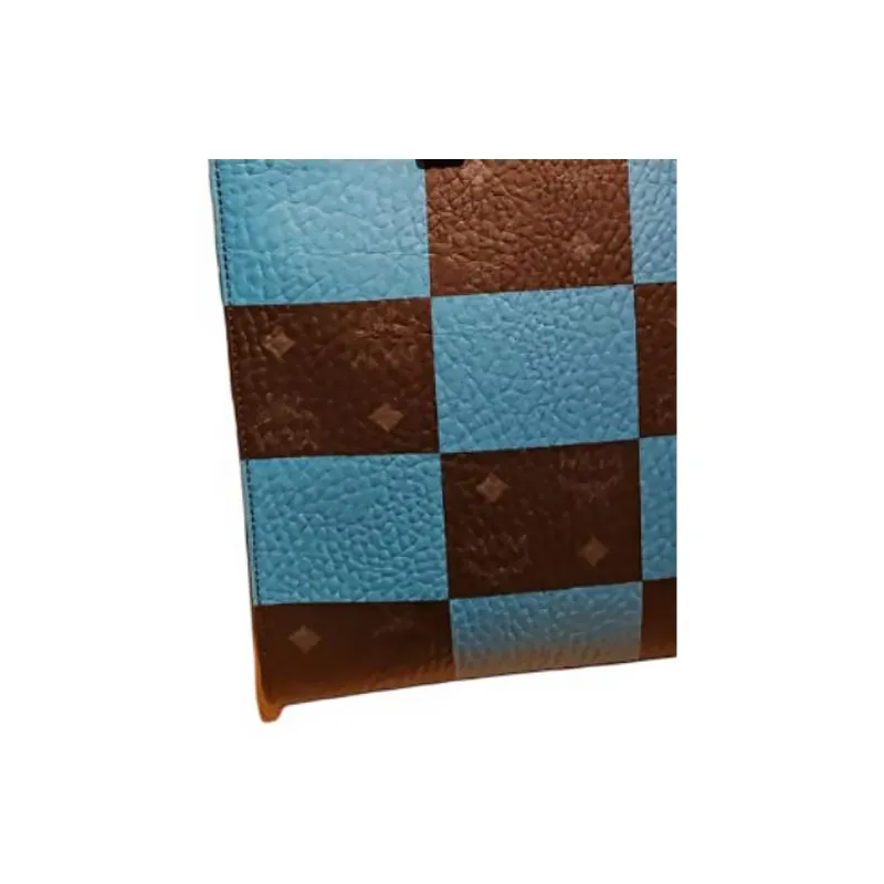 MCM Visetos Coated Canvas Tote Bag Shopping Bag Shoulder Bag Crossbody Bag Handbag Small Size Unisex Blue & Black-1