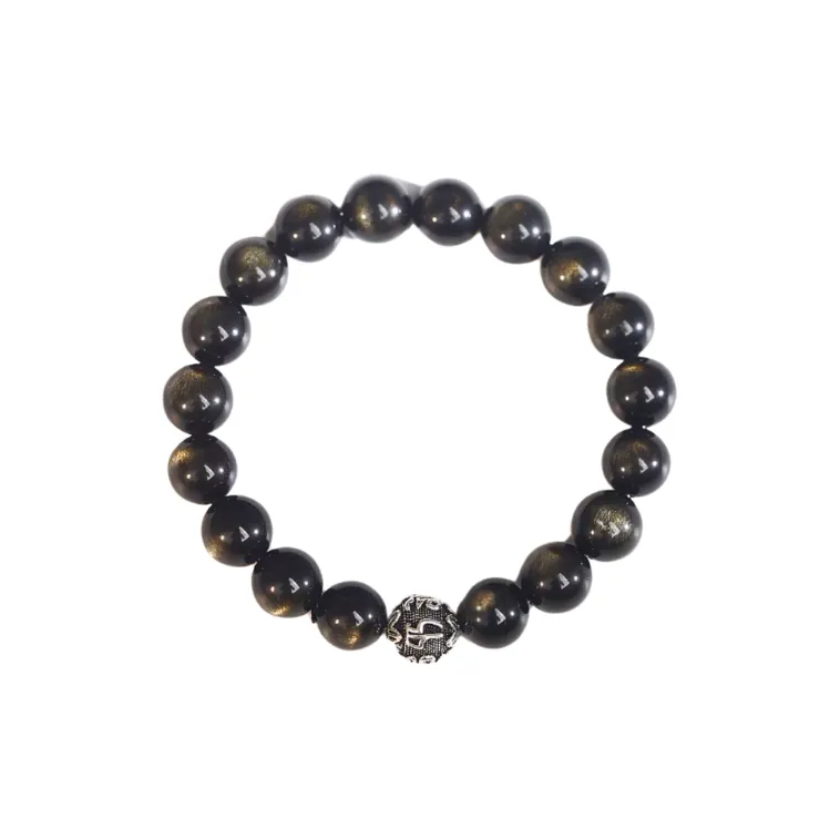 JINGCHENGGOU Natural Obsidian Bracelets Unisex-3