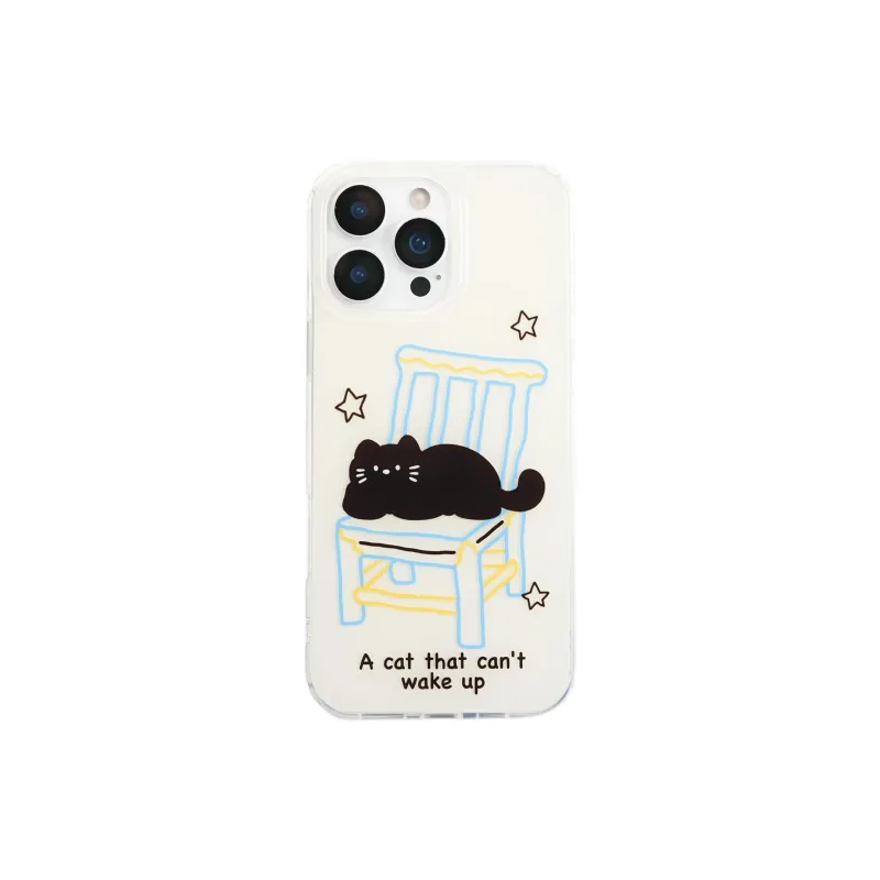 Sopi Acrylic Material Chair Black Cat Phone Cases Compatible With IPhone 16/15 Pro Max/Apple 13/14 Pro/Max-0