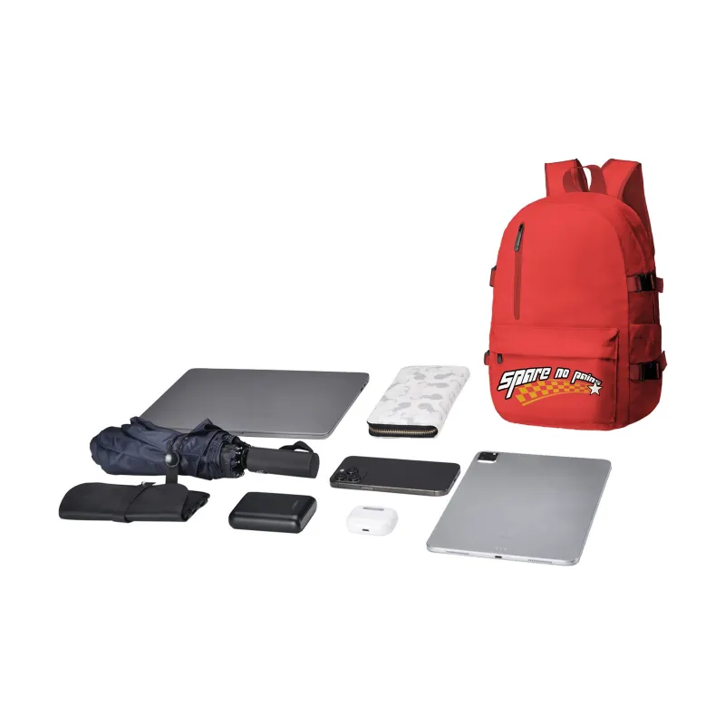 TURN UP Polyester Backpack Regular Unisex Red-4