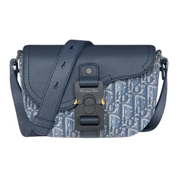 DIOR Saddle Calfskin With Cotton Saddle Bag, Crossbody Bag, Shoulder Bag Mini Men's Blue