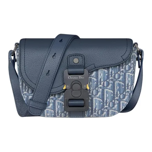 DIOR Saddle Calfskin With Cotton Saddle Bag, Crossbody Bag, Shoulder Bag Mini Men's Blue