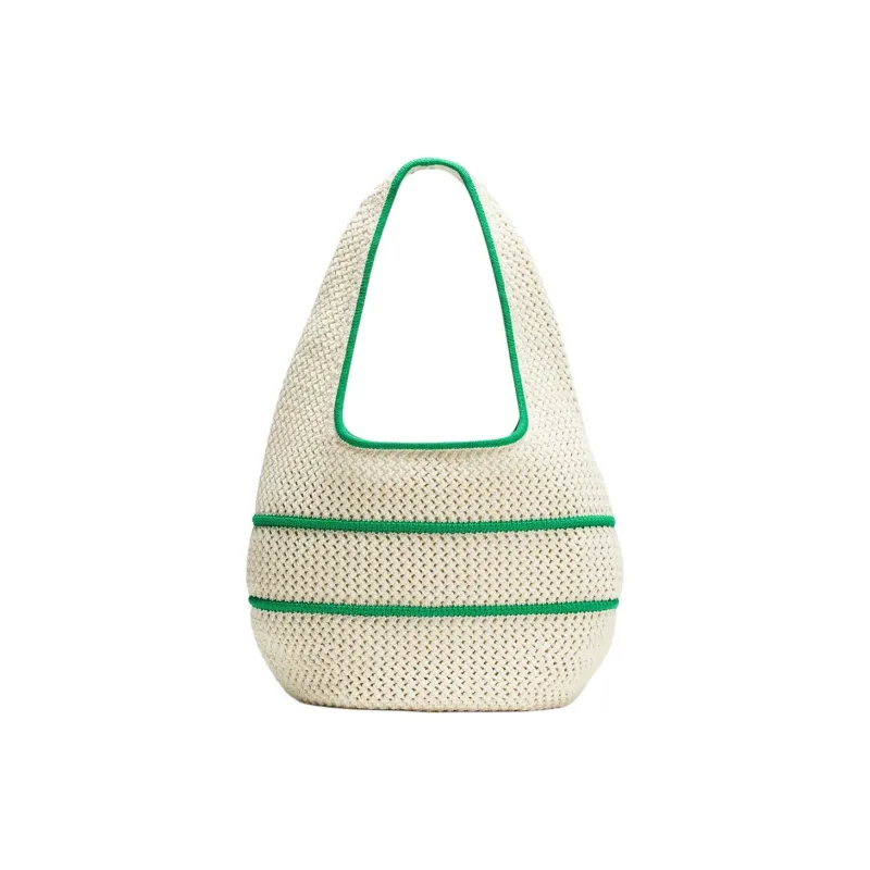 Lululemon Polyester Handbag, Shoulder Bag Regular Women's Light Beige & Racing Track Green-1