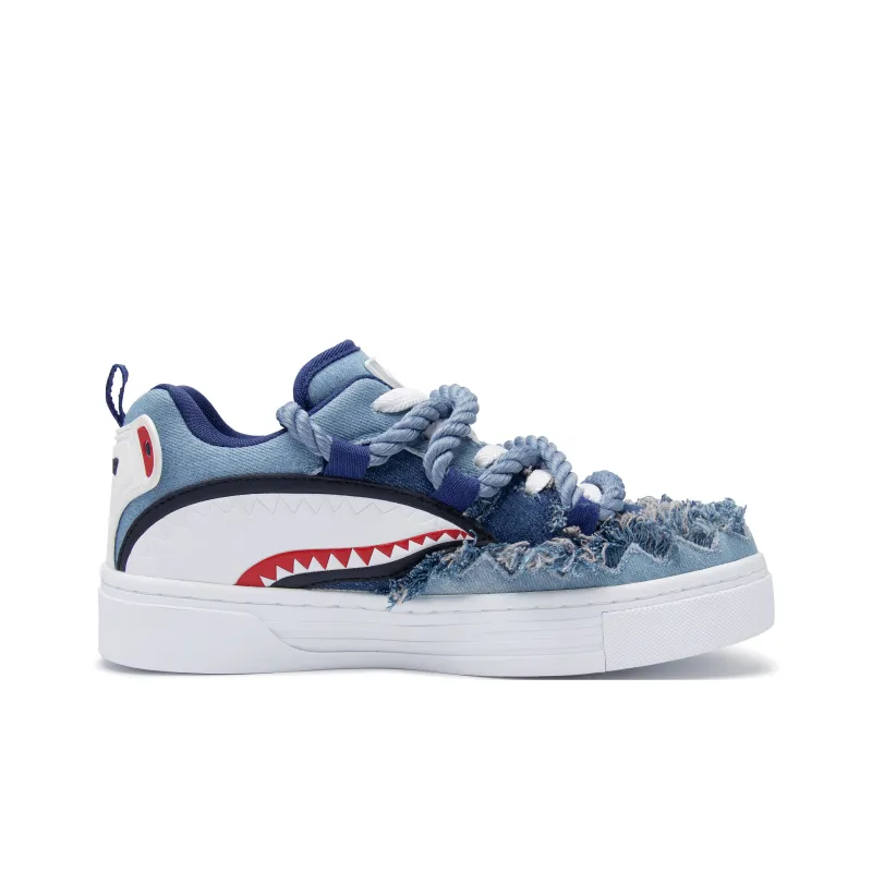 STANAIR Anti Slip And Wear Resistant Height Increasing Low Top Skateboard Shoes Unisex Denim Blue-1