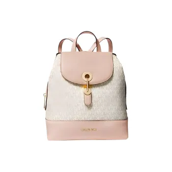 MICHAEL KORS Raven With Cow Leather Backpack Medium Size Women's Vanilla White With Soft Pink Accents