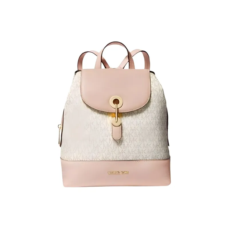 MICHAEL KORS Raven With Cow Leather Backpack Medium Size Women's Vanilla White With Soft Pink Accents-0