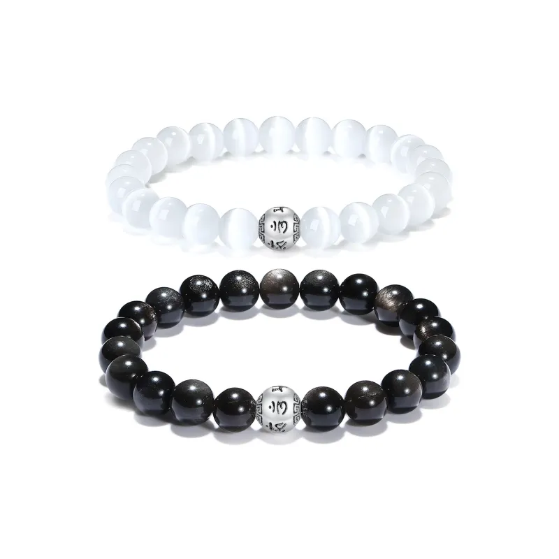 PUTUOSHANWENCHUANG Glass Cat Eye Bracelets Unisex-4