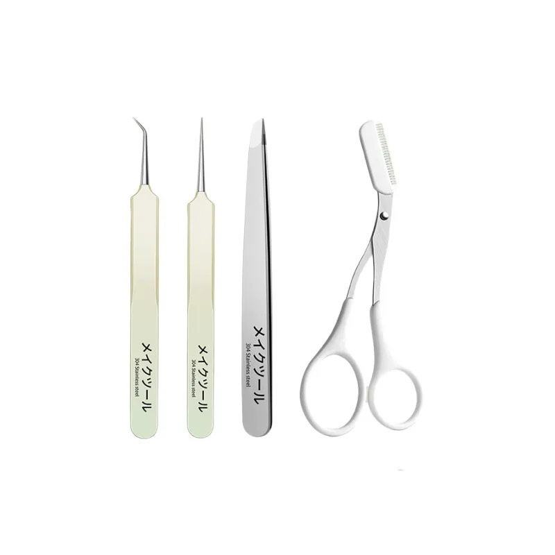 XIAOTIANLAI High Precision 304 Cellulose Tweezers, Blackhead Removal Tool For Pimples And Pustules, Beauty Clinic Set-4