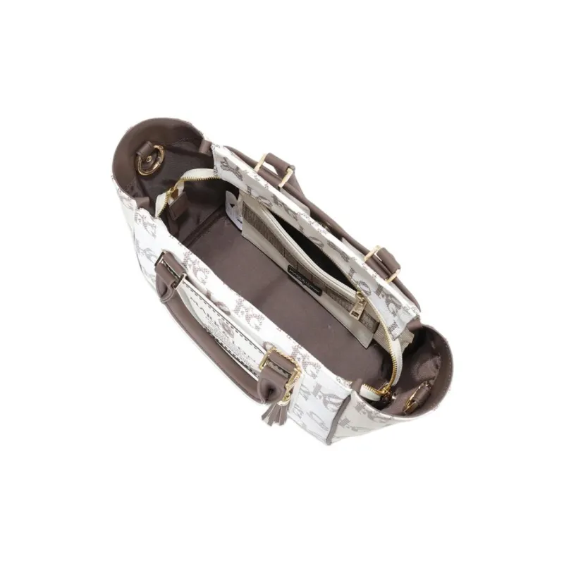 MARK & LONA Cotton With Polyvinyl Chloride With Artificial Leather Handbag Unisex Brown-4