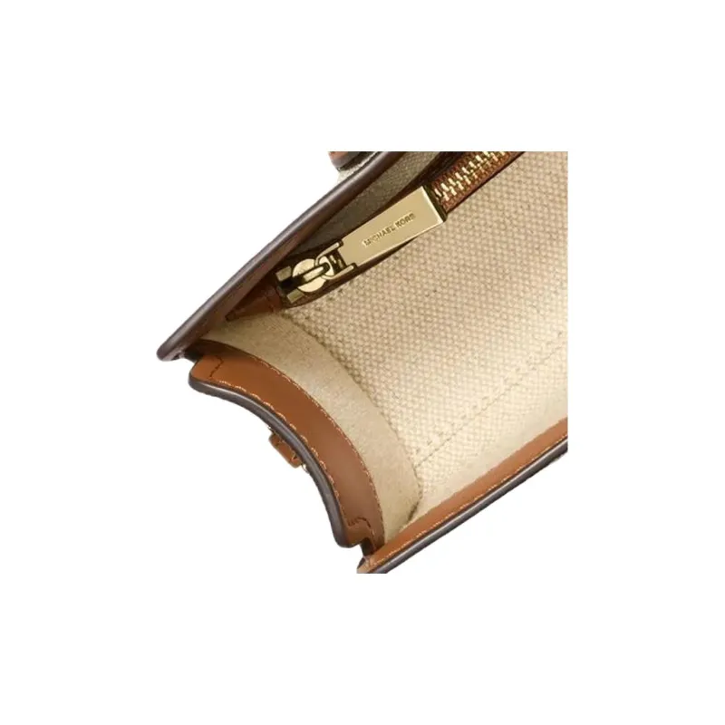 MICHAEL KORS Leather Shoulder Bag, Crossbody Bag, Handbag Women's Vanilla White & Acorn Brown-4