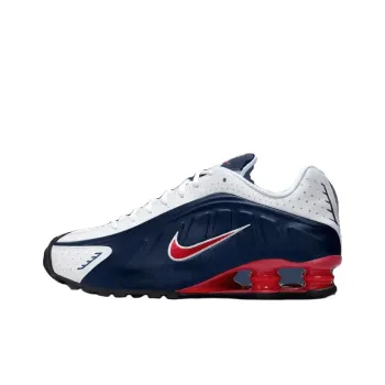 Nike Shox R4 Anti Slip Wear Resistant Low Top Casual Running Shoes Unisex Blue White