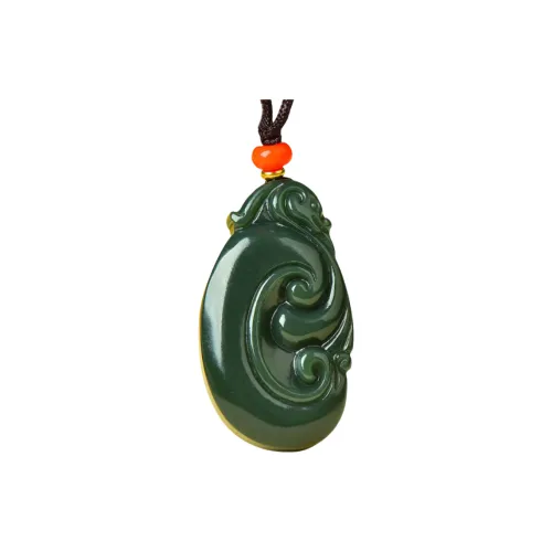 CANHUI Cinnabar Auspicious Clouds Peaceful Symbol Necklace Womens