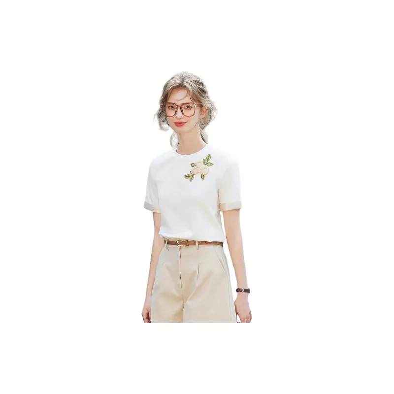 LUYOUYE T Shirts Women's White-0