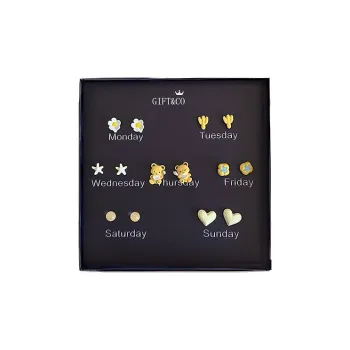 GIFT&CO Gold Plated S925 Silver Needle Stud Earrings Women's