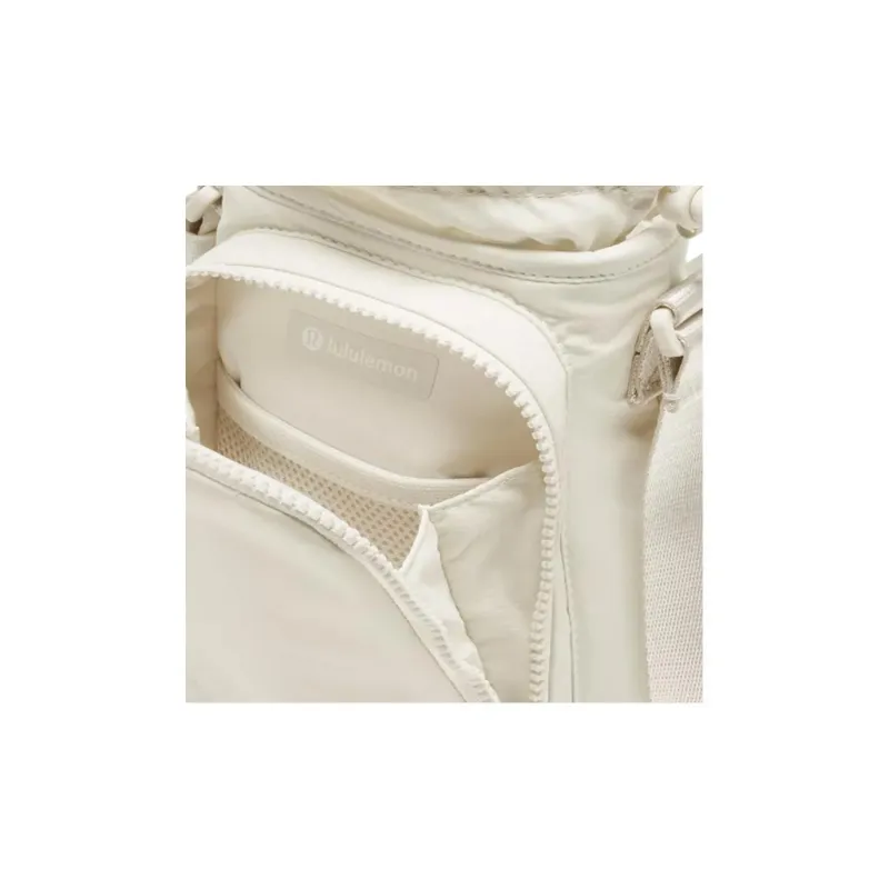 Lululemon Nylon Shoulder Bag, Crossbody Bag Unisex Ivory White-3