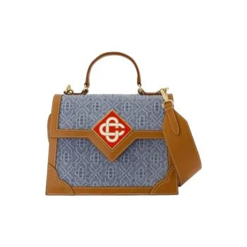 CASABLANCA Denim Shoulder Bag, Handbag Women's Blue & Brown