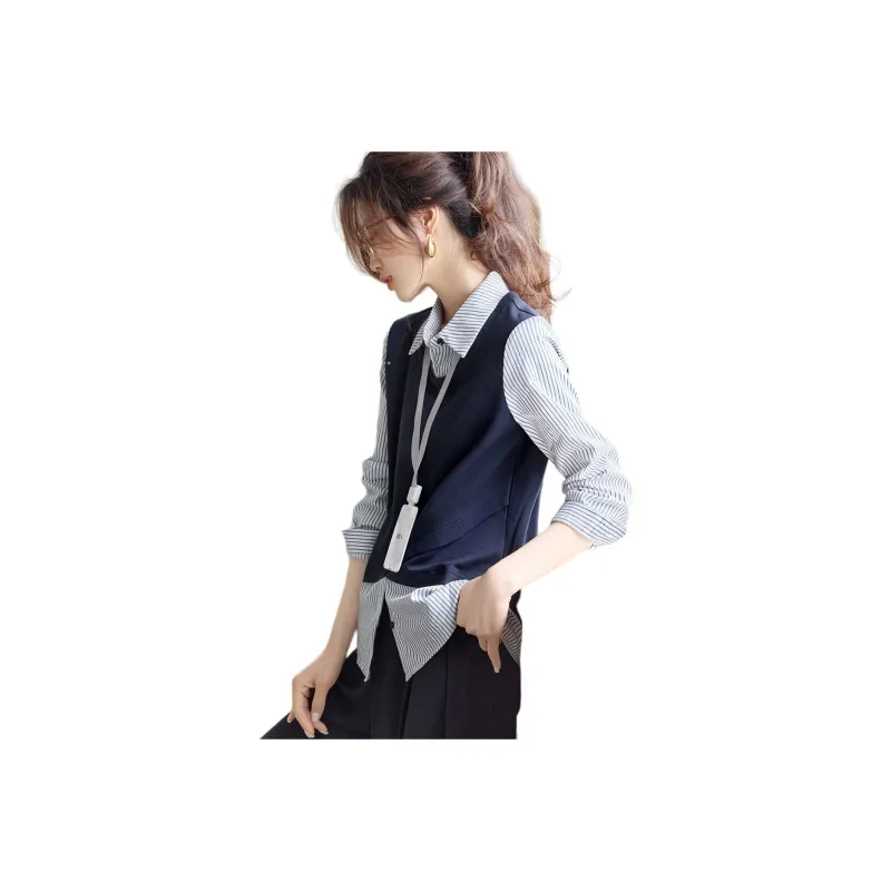 Mo Han Yi Mei Shirts Women's Navy Blue-0