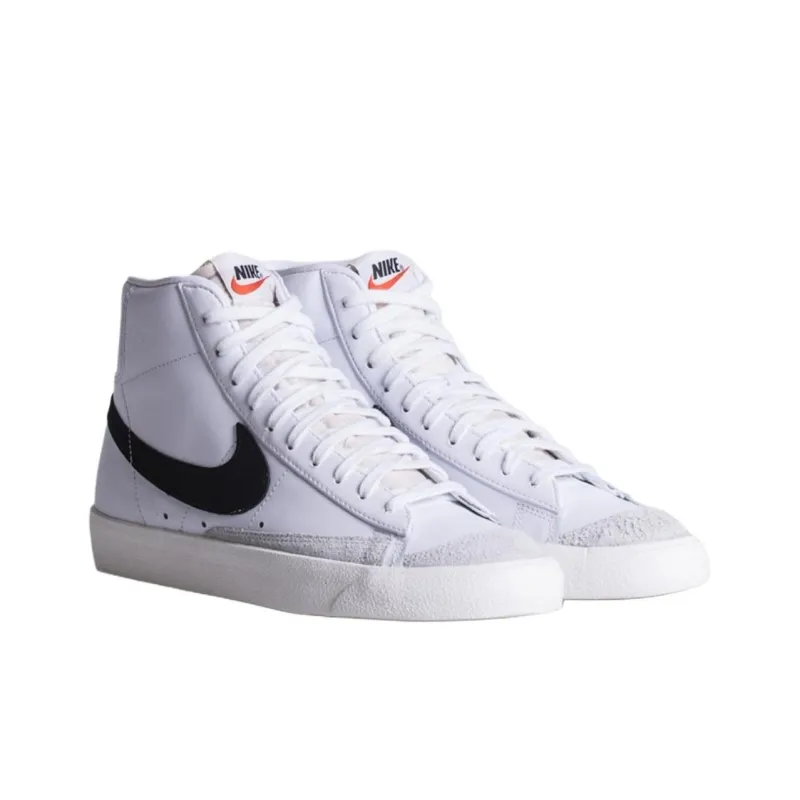 Nike Blazer Mid Anti Slip Wear Resistant High Top Skateboard Shoes Men's White-2