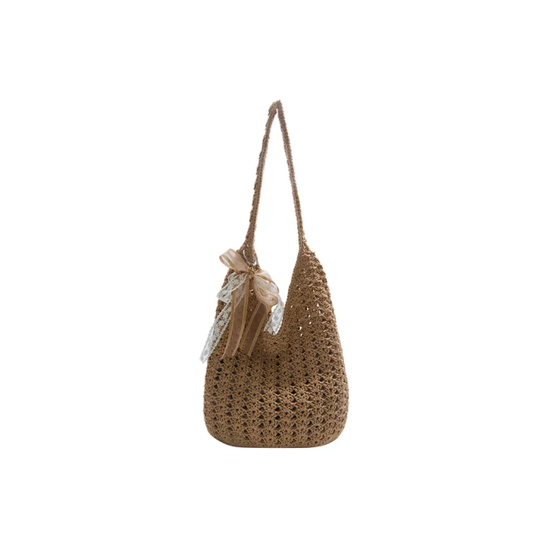 DCLOUD Yarns Shoulder Bag Regular Women's Ecru/Brown-4