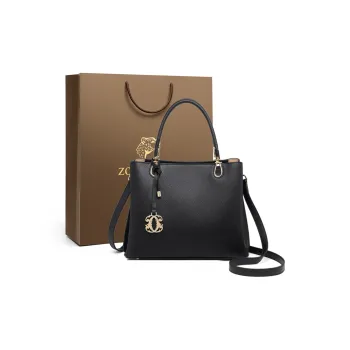 ZOOLER Top Grain Cow Leather Tote Crossbody Handbag Women's Khaki/Black