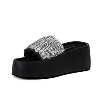 JESSICA SOPHIA PU Polyurethane Rhinestone Odor Resistant Slide Slippers Women's