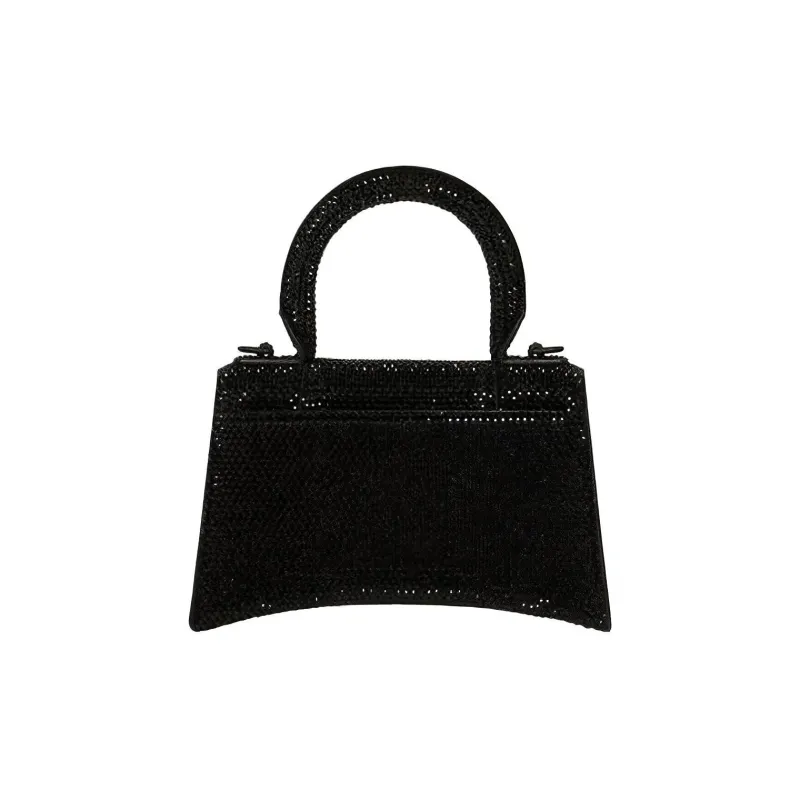 Balenciaga Hourglass Cow Leather One Shoulder Handbag Crossbody Bag Women's Black-1