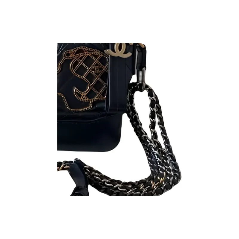 CHANEL Gabrielle Leather Crossbody Bags Trumpets Women's Black-2