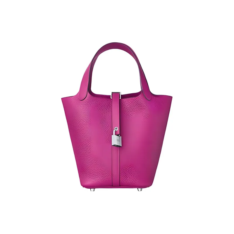 HERMES Picotin Lock Clemence Bullock Leather Handbag Women's 9I Magnolia Woodlily Pink-0