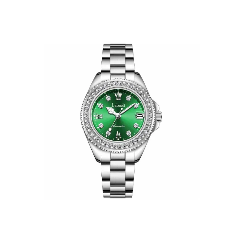 Labaoli Mechanical Movement Steel Strap Watch Unisex Green Dial-0