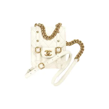 CHANEL Calfskin Messenger Bag, Handbag, Crossbody Bag, Shoulder Bag Mini Women's White