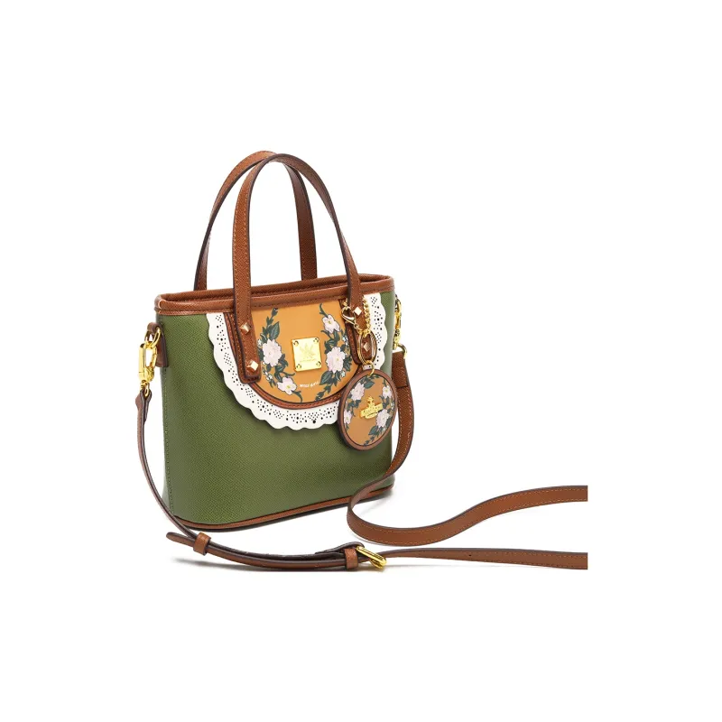 MISS GAIL Synthetic Leather Handbag Regular Women's Green/Yellow-1