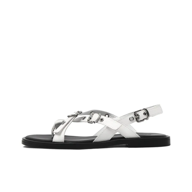 CAMEIDO One Strap Sandals Women's Ecru-0