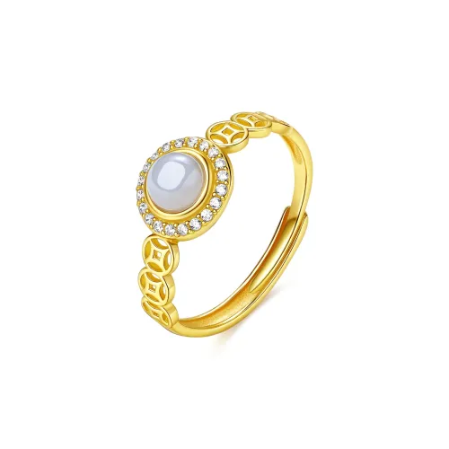 LAOMIAO Hetian Jade Rings Pale Greenish White Jade Women's