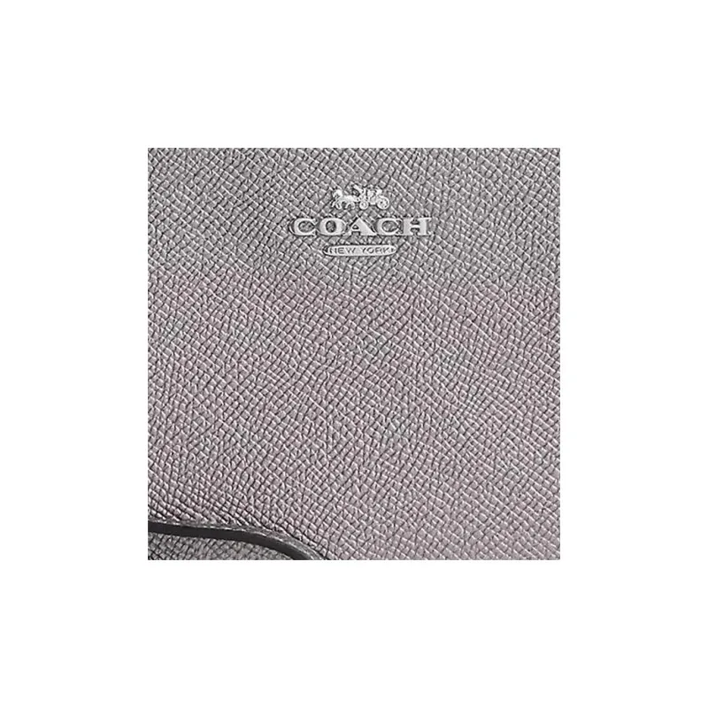 COACH Corner Zip Cross-Stitch Leather Clutch Wrist Bag Small Size Women's Metal Gray-3