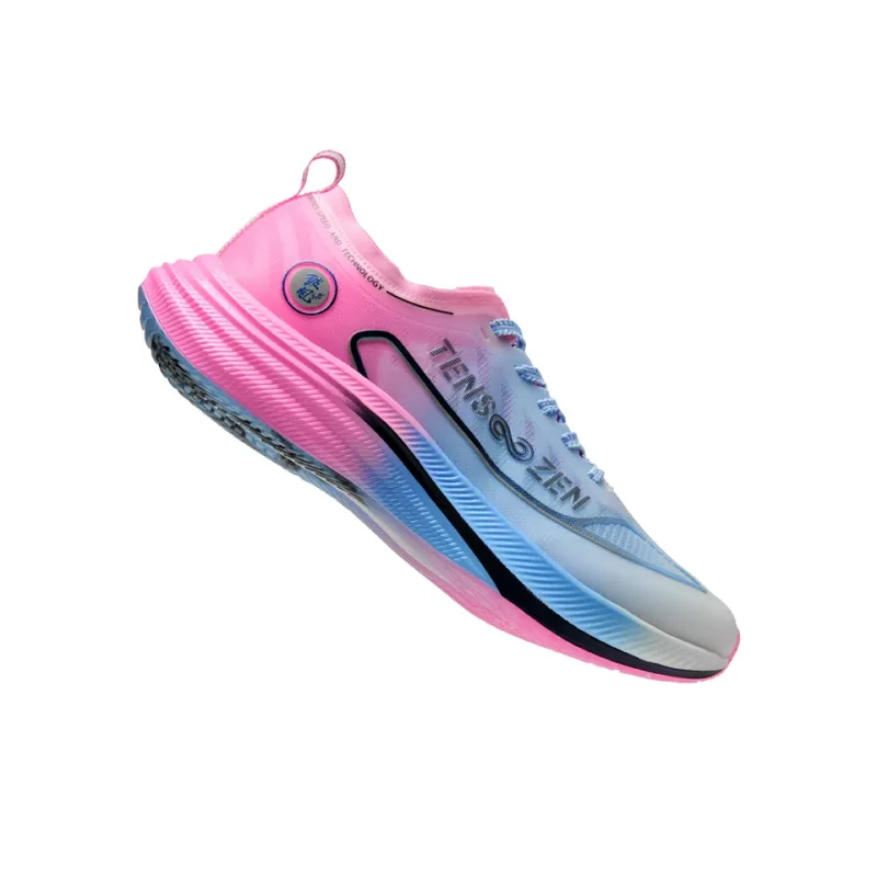 TENSOOZEN Slip Resistant Lightweight Rebound Low Top Full Length Carbon Plate Sprint Running Shoes Unisex Blue Pink-2