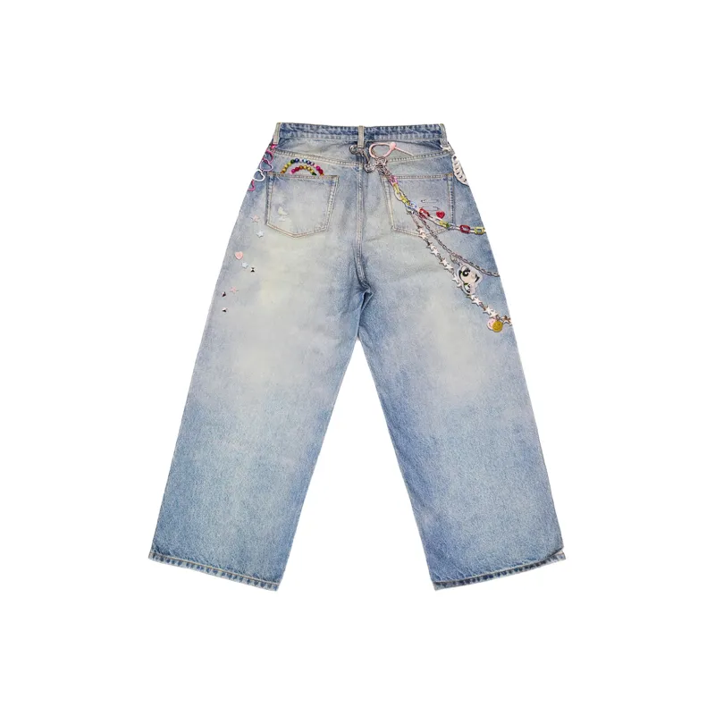 The Powerpuff Girls X WHOOSIS × The Powerpuff Girls, Collaboration Collection Jeans Unisex Washed Blue-1