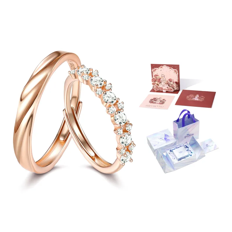 Disney Mickey Series 925 Sterling Silver Rings Unisex Rose Gold-18