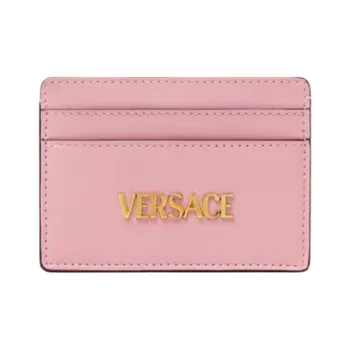 VERSACE Cow Leather Card Holder Card Holder Women's Pink