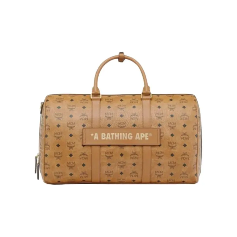 MCM Visetos Classic Fashion Boston Bag, Shoulder Bag, Handbag Medium Size Unisex Brown-2