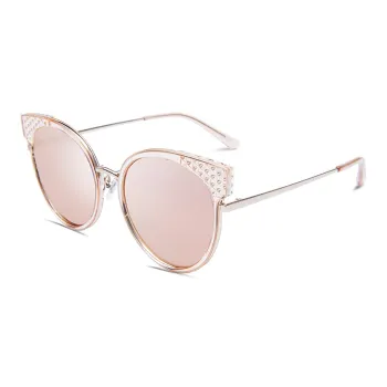 VEGOOS TR/Memory Plastic Metal Silicone Cat Eye Sun Silver Mirror Women's