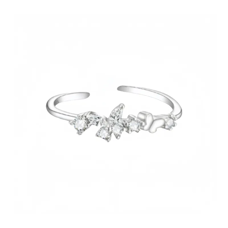 Barbie S925 Silver Couple Rings Ring Unisex Silver Gift Box Set-8