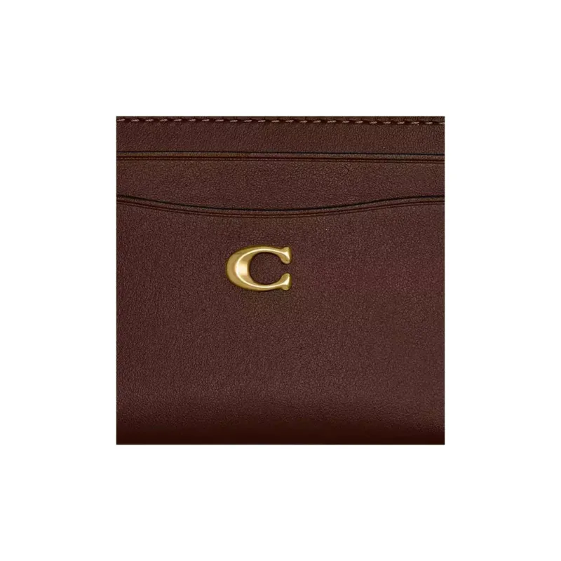 COACH Refined Calfskin Card Holder Mini Women's Maple-3