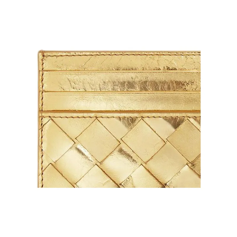Bottega Veneta Calfskin Card Holder Regular Women's Gold-3