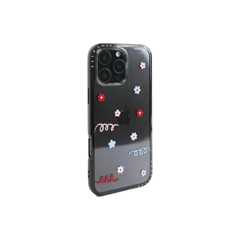 Sopi Acrylic Material Transparent Floral Graffiti Phone Cases Compatible With IPhone 16/15 Pro Max/Apple 13/14 Pro/Max-5