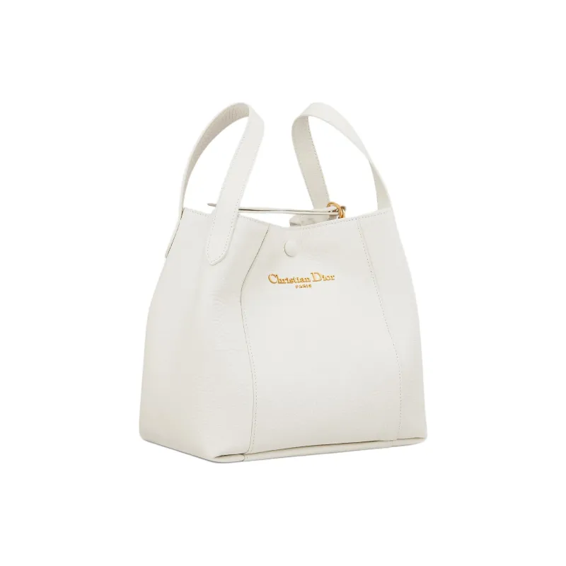DIOR Calfskin Bucket Bag, Shoulder Bag, Crossbody Bag, Handbag Medium Size Women's White-2
