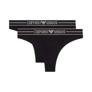 EMPORIO ARMANI Two pack Of Asv Organic cotton Thongs With Logo Waistband