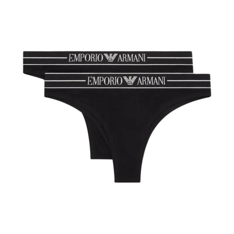 EMPORIO ARMANI Two pack Of Asv Organic cotton Thongs With Logo Waistband-0