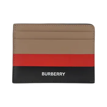 Burberry Leather Wallet, Card Holder Men's Black & Brown & Red