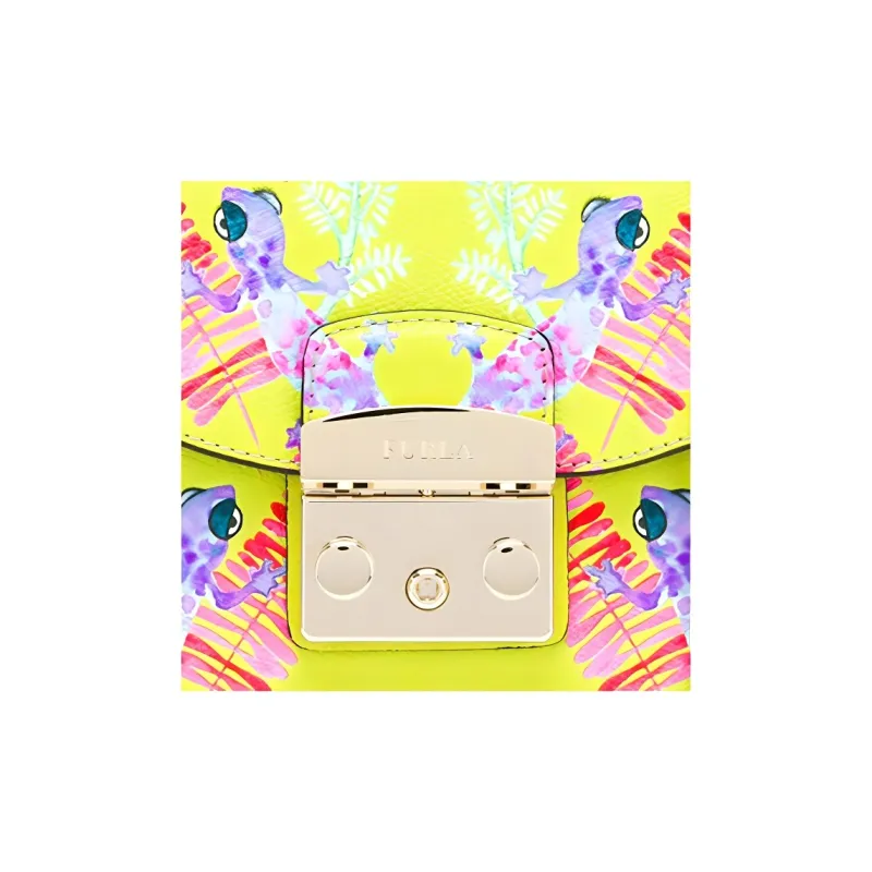 Furla Metropolis Collection Genuine Leather Small Square Bag Crossbody Bags Mini Women's Yellow-4
