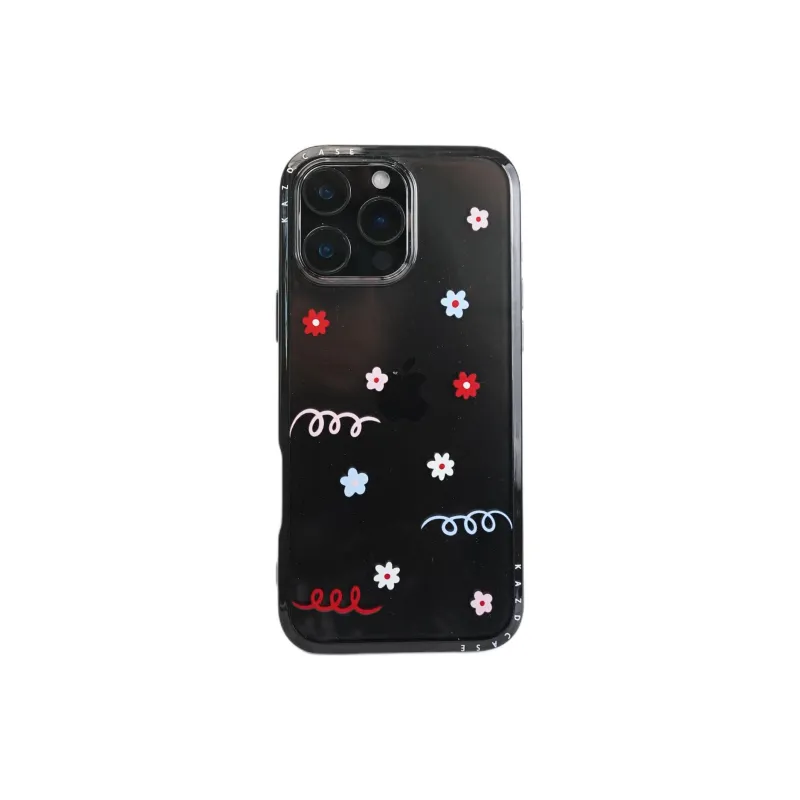 Sopi Acrylic Material Transparent Floral Graffiti Phone Cases Compatible With IPhone 16/15 Pro Max/Apple 13/14 Pro/Max-4